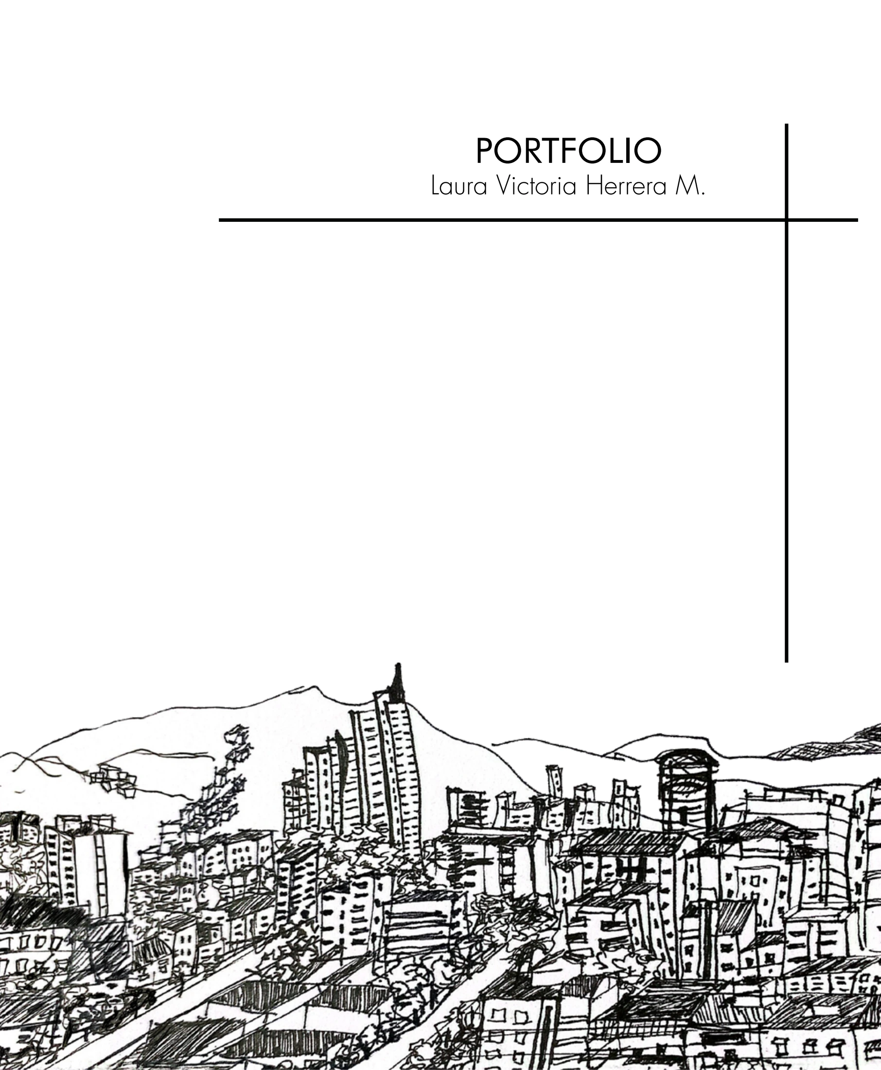 Ilustración a tinta del paisaje urbano de Bucaramanga